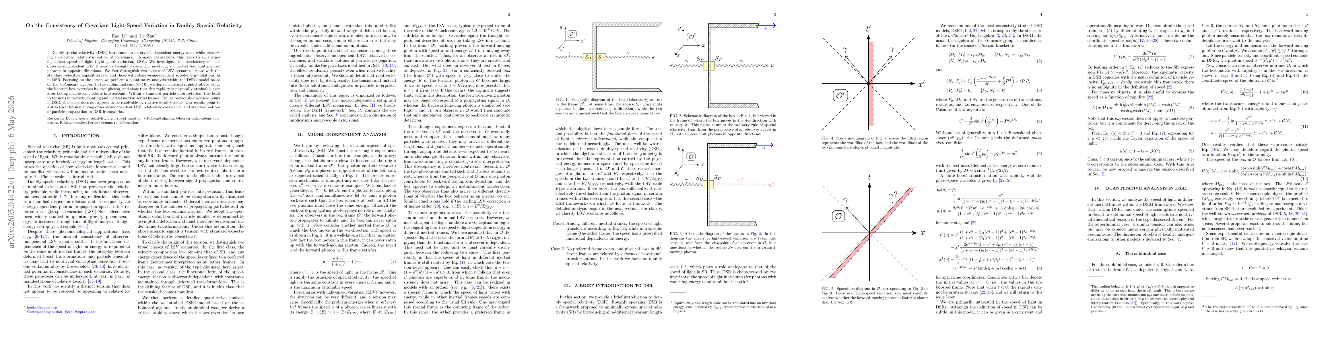 Thumbnail for On the Consistency of Covariant Light-Speed Variation in Doubly Special Relativity