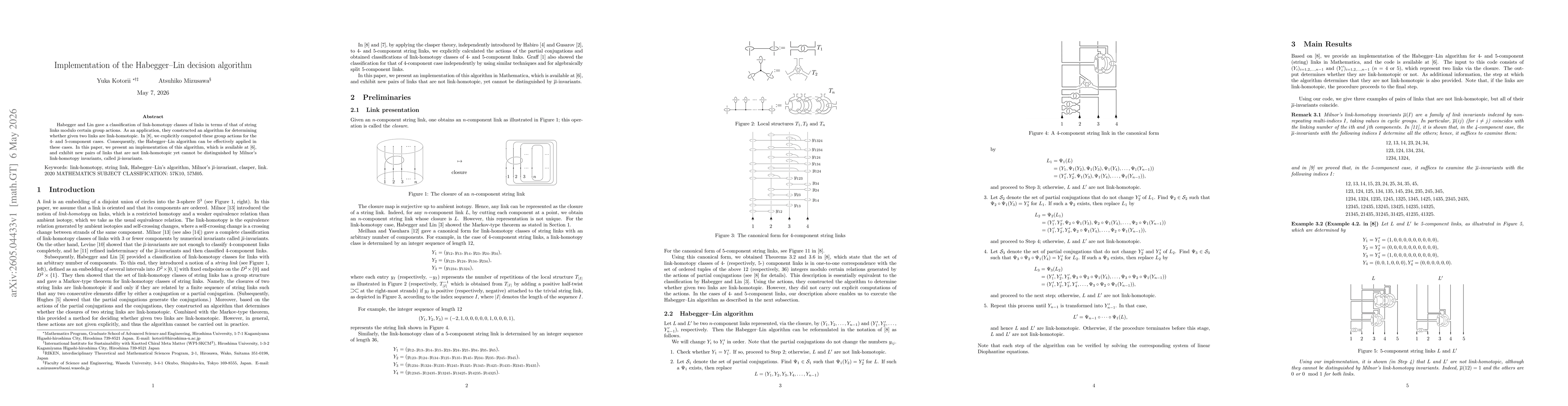 Thumbnail for Implementation of the Habegger--Lin decision algorithm