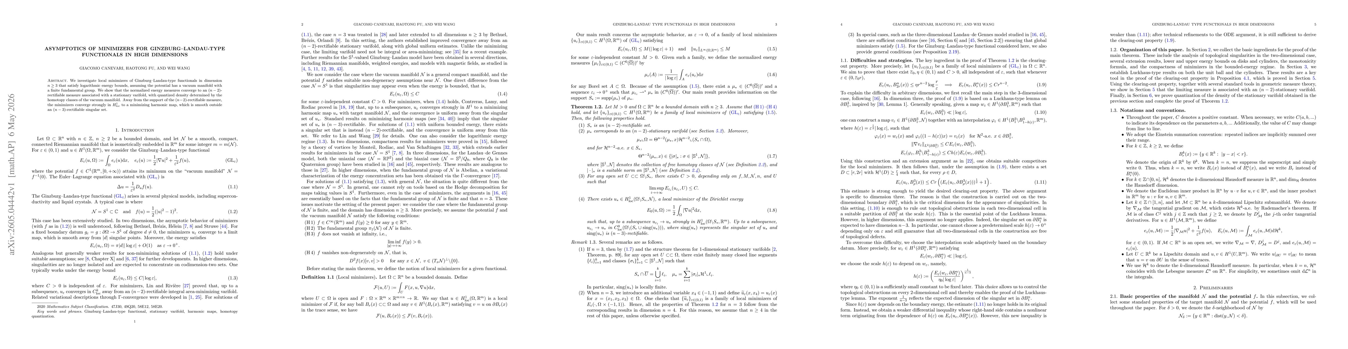 Thumbnail for Asymptotics of Minimizers for Ginzburg--Landau-type Functionals in High Dimensions