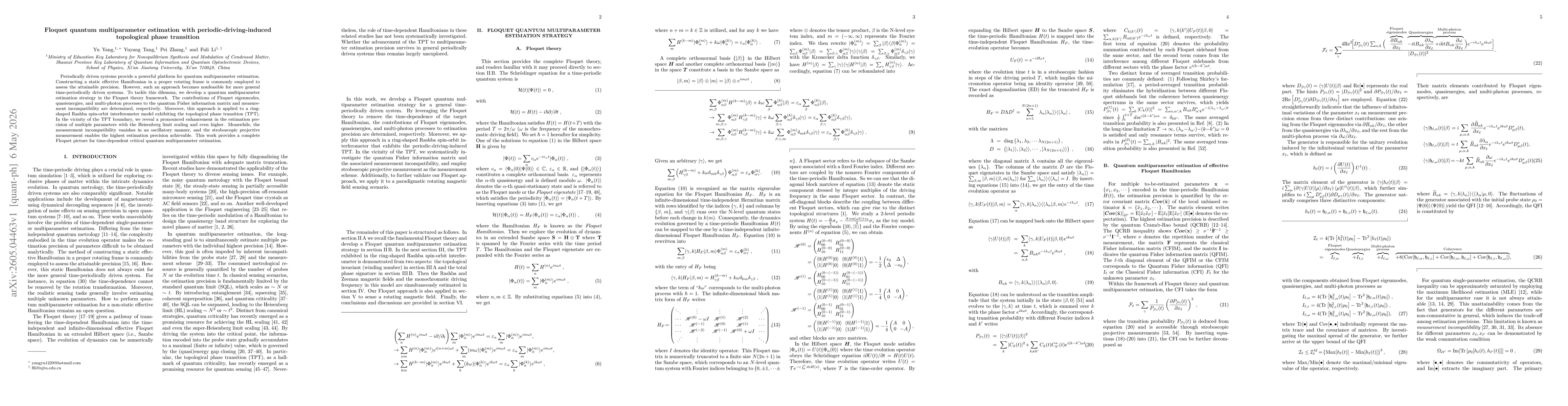 Thumbnail for Floquet quantum multiparameter estimation with periodic-driving-induced topological phase transition