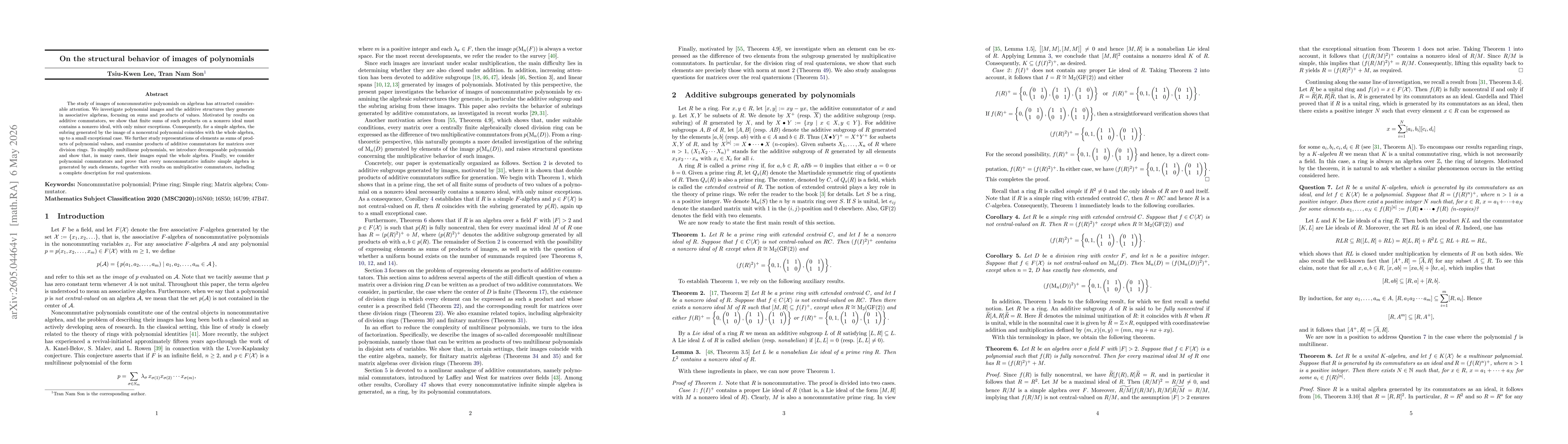 Thumbnail for On the structural behavior of images of polynomials