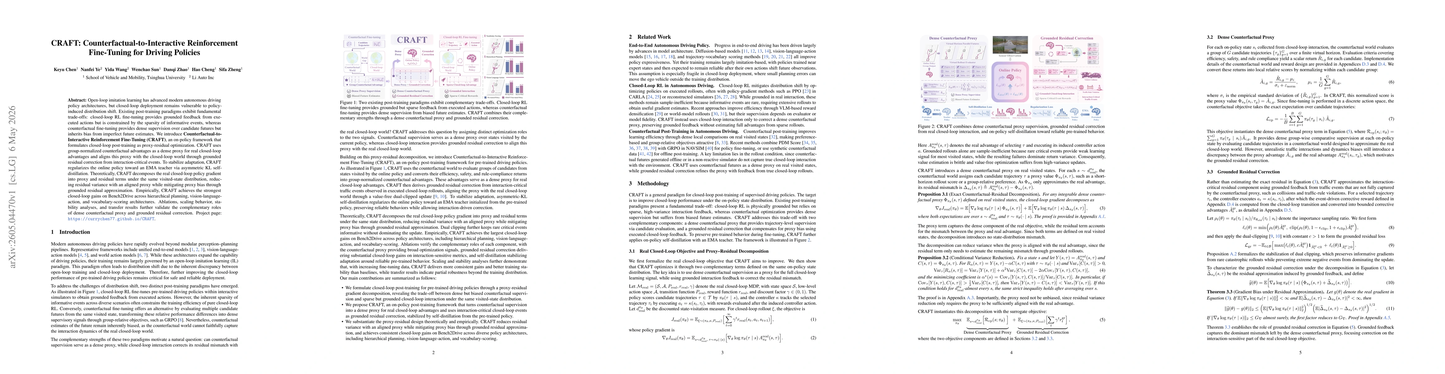 Thumbnail for CRAFT: Counterfactual-to-Interactive Reinforcement Fine-Tuning for Driving Policies