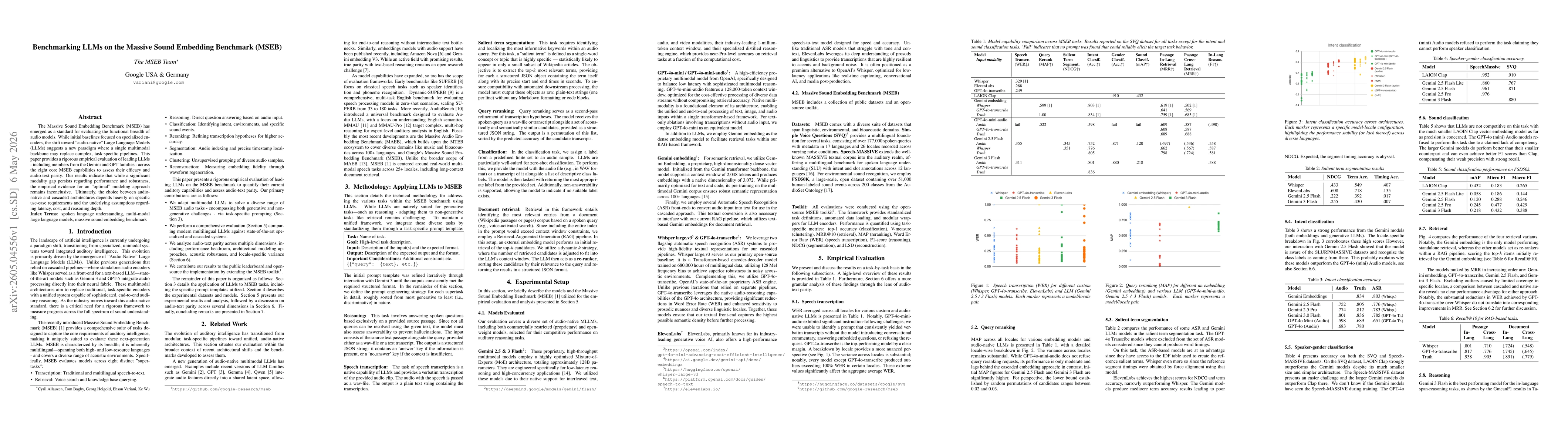 Thumbnail for Benchmarking LLMs on the Massive Sound Embedding Benchmark (MSEB)