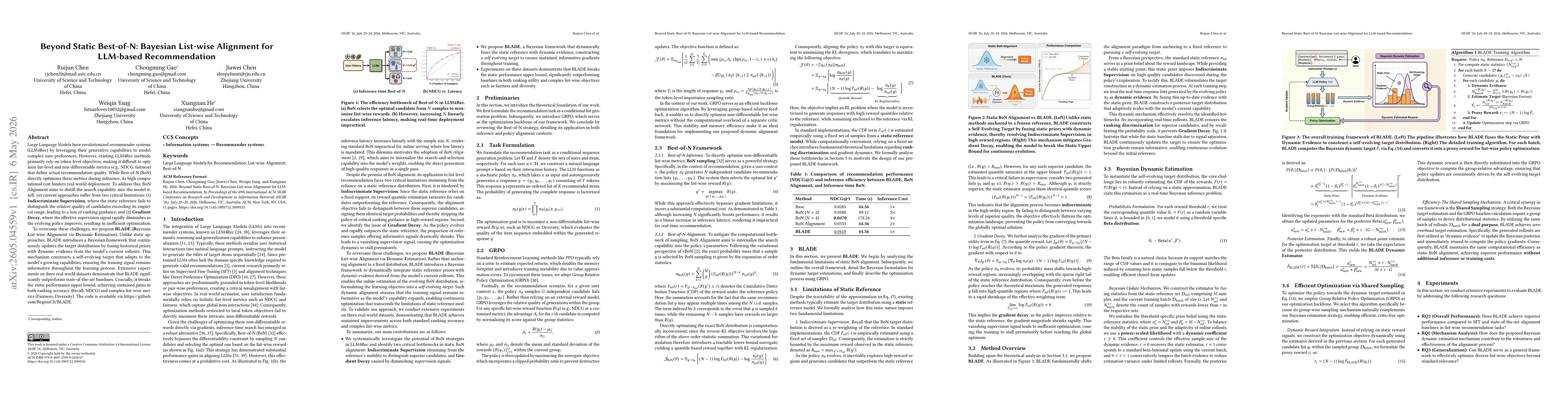 Thumbnail for Beyond Static Best-of-N: Bayesian List-wise Alignment for LLM-based Recommendation
