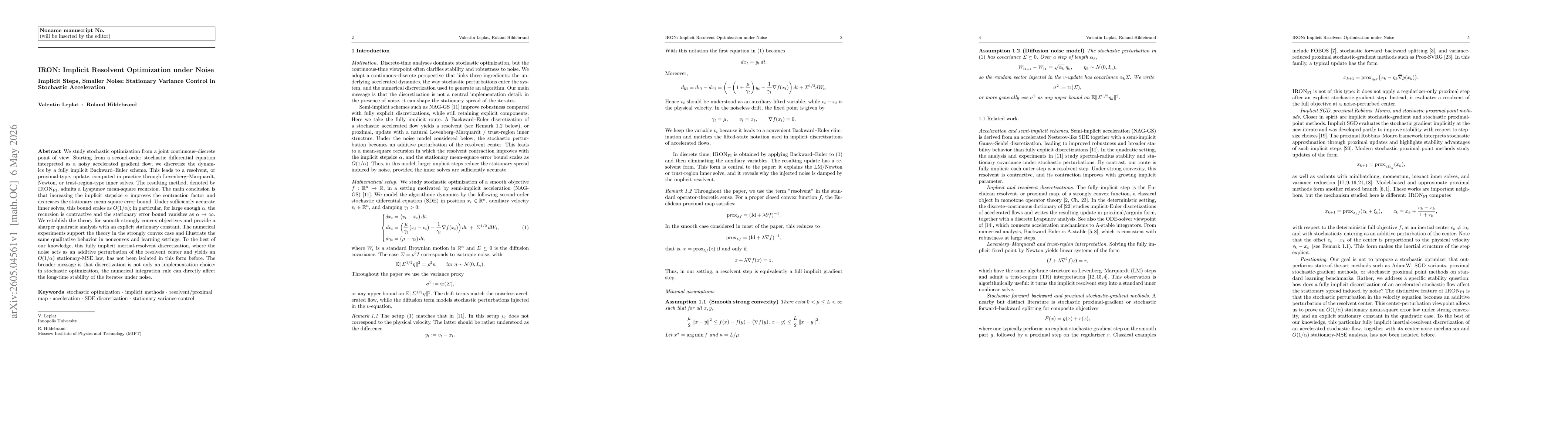 Thumbnail for IRON: Implicit Resolvent Optimization under Noise
