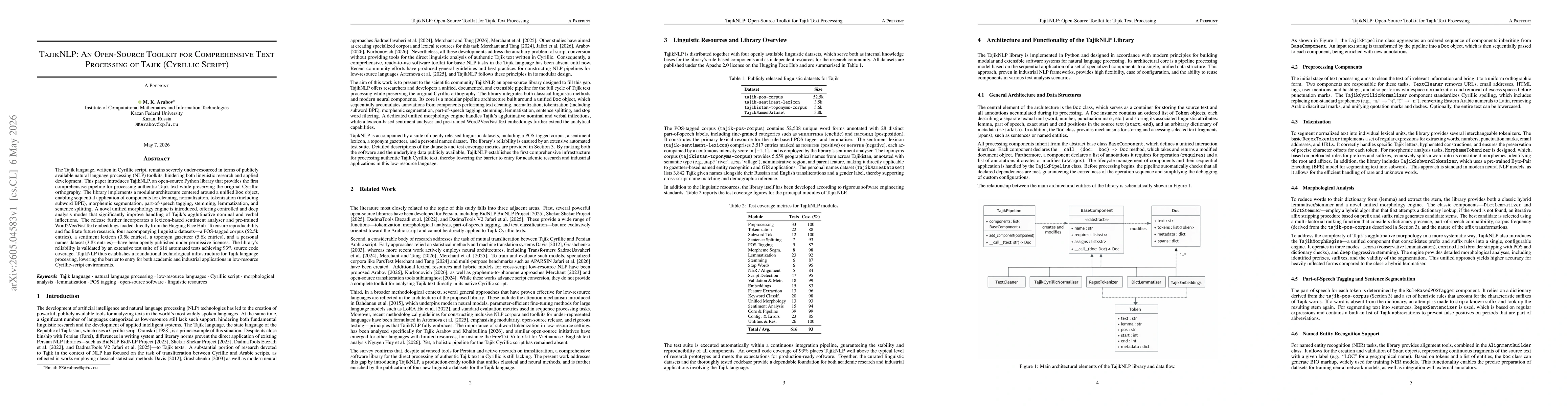 Thumbnail for TajikNLP: An Open-Source Toolkit for Comprehensive Text Processing of Tajik (Cyrillic Script)