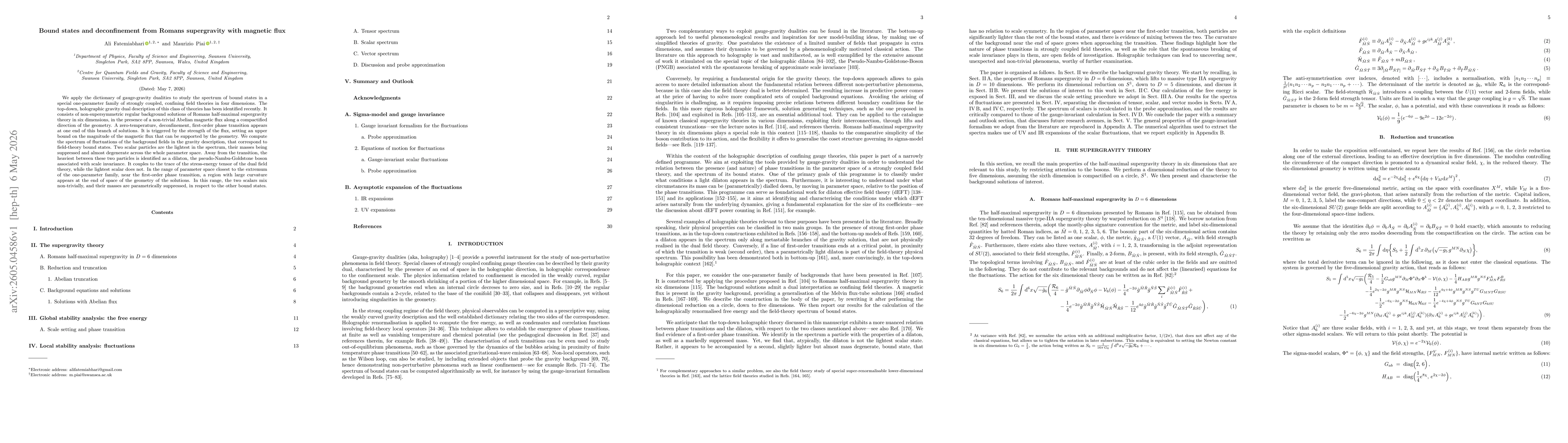 Thumbnail for Bound states and deconfinement from Romans supergravity with magnetic flux