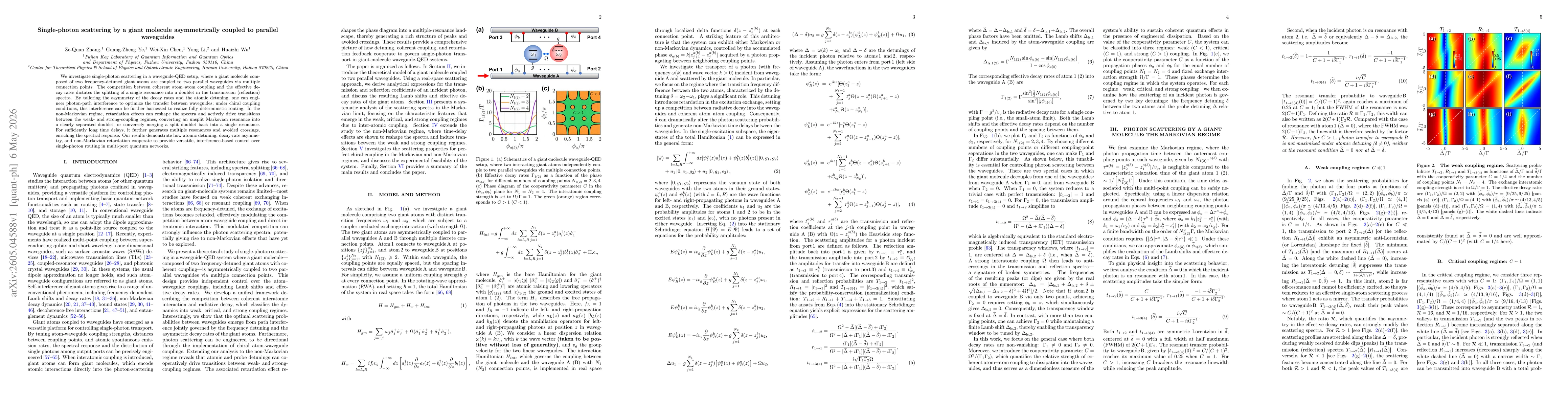 Thumbnail for Single-photon scattering by a giant molecule asymmetrically coupled to parallel waveguides