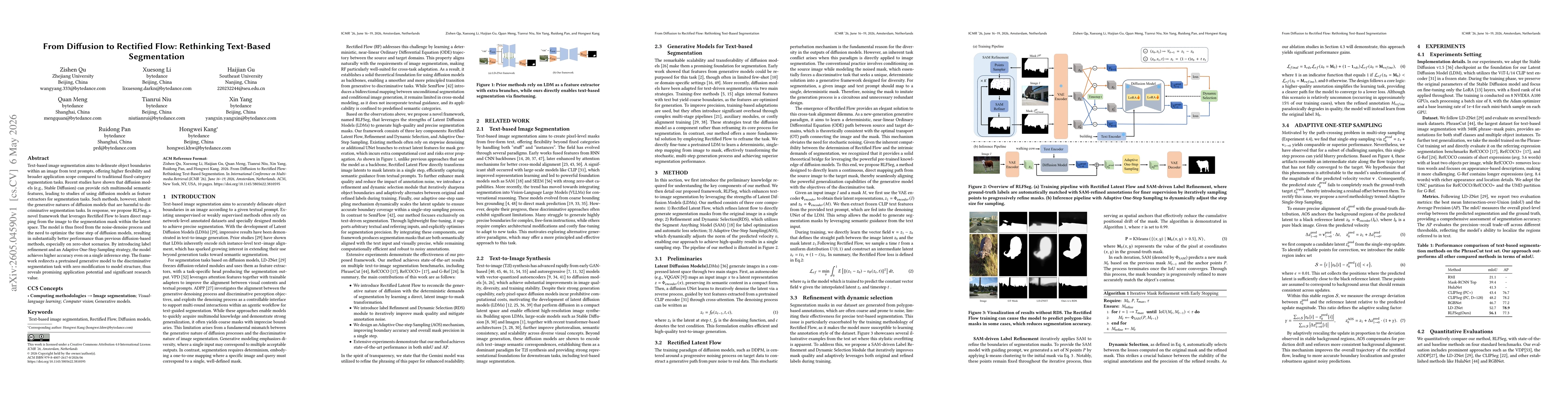 Thumbnail for From Diffusion to Rectified Flow: Rethinking Text-Based Segmentation