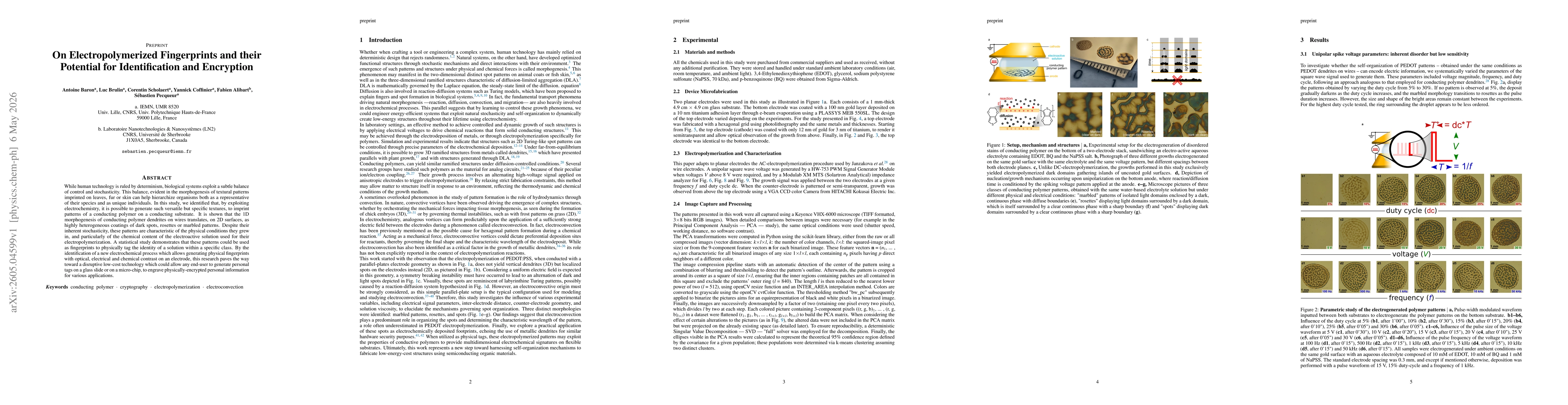 Thumbnail for On Electropolymerized Fingerprints and their Potential for Identification and Encryption