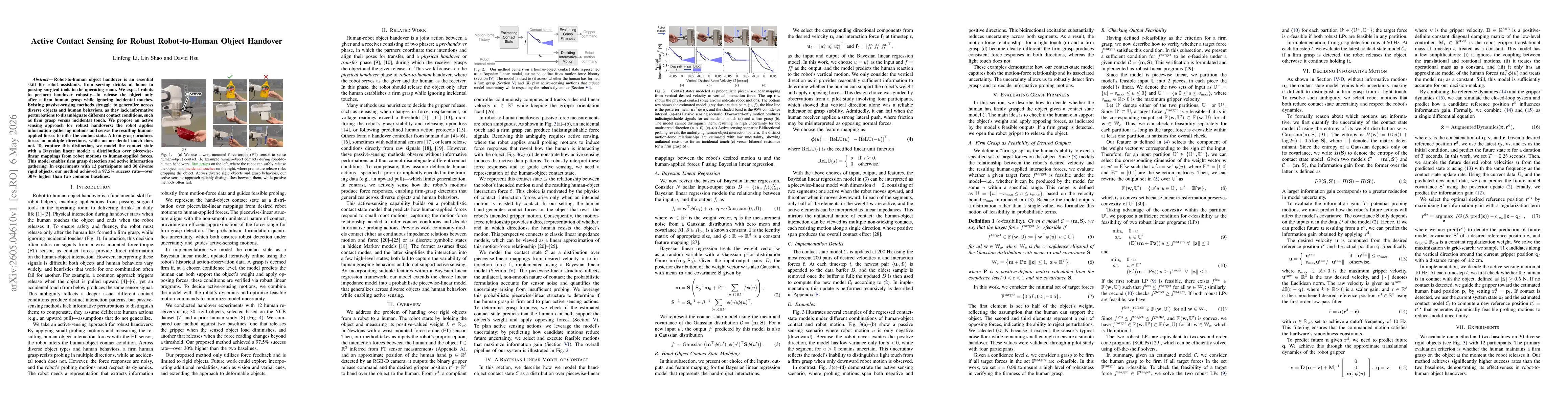 Thumbnail for Active Contact Sensing for Robust Robot-to-Human Object Handover