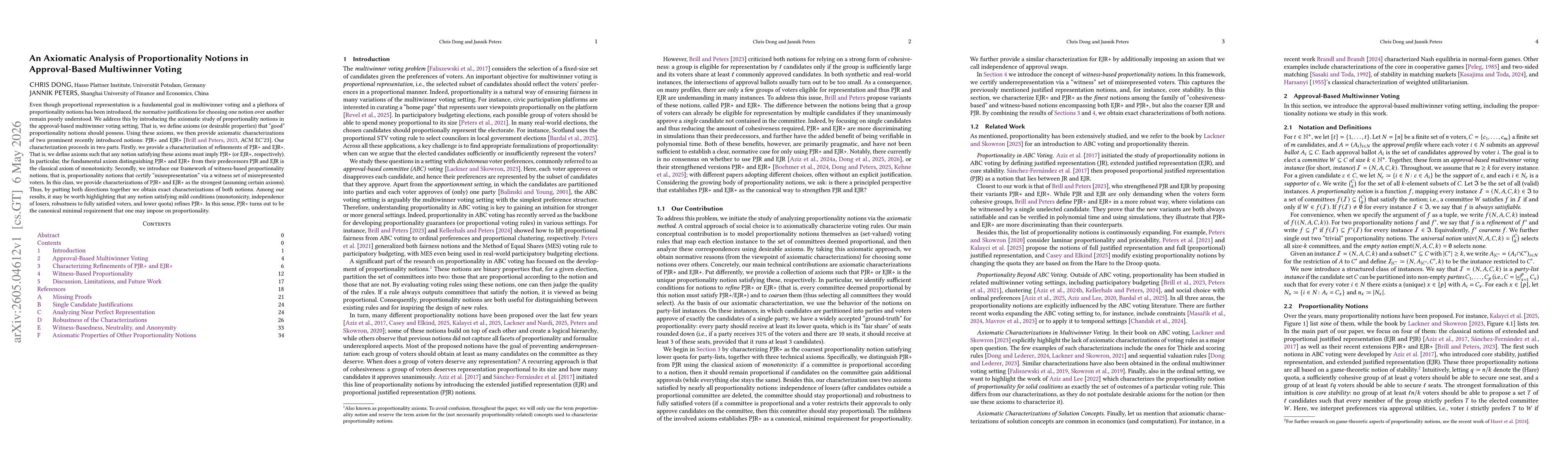 Thumbnail for An Axiomatic Analysis of Proportionality Notions in Approval-Based Multiwinner Voting