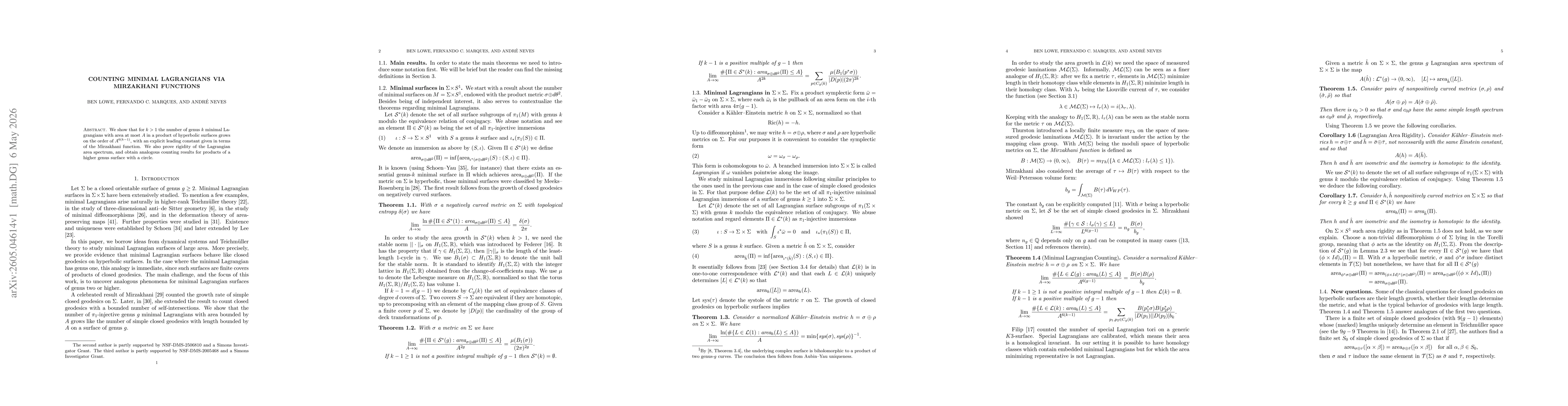 Thumbnail for Counting Minimal Lagrangians Via Mirzakhani Functions