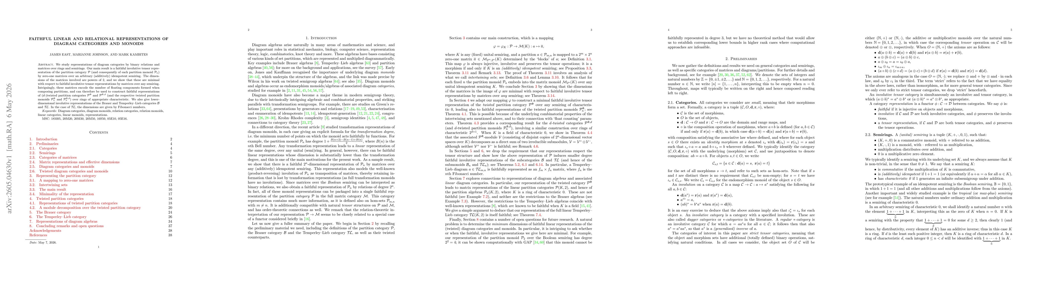 Thumbnail for Faithful linear and relational representations of diagram categories and monoids