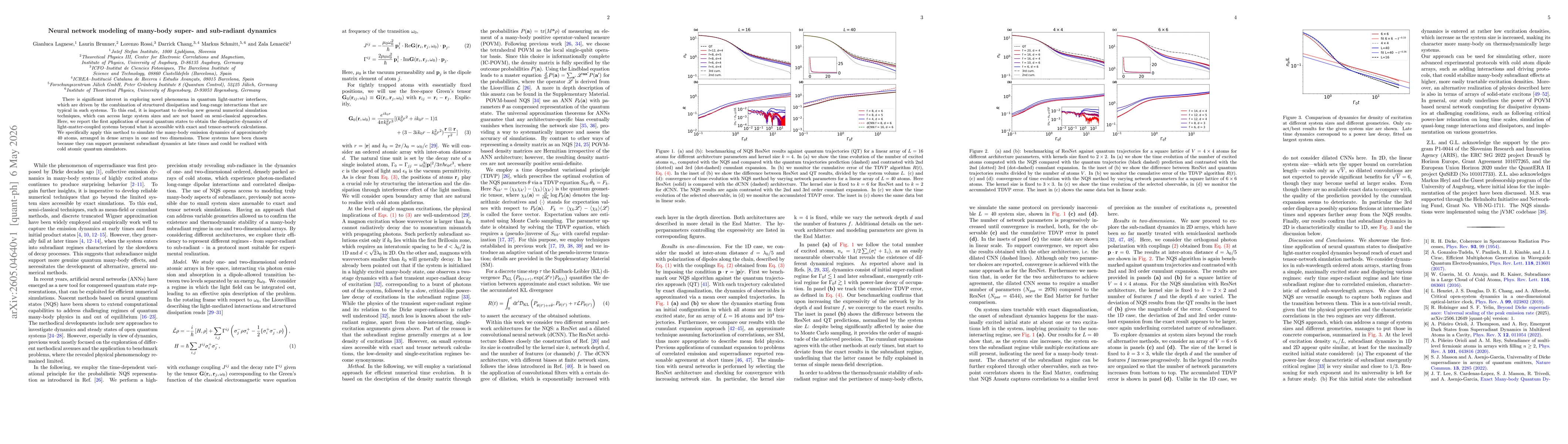 Thumbnail for Neural network modeling of many-body super- and sub-radiant dynamics