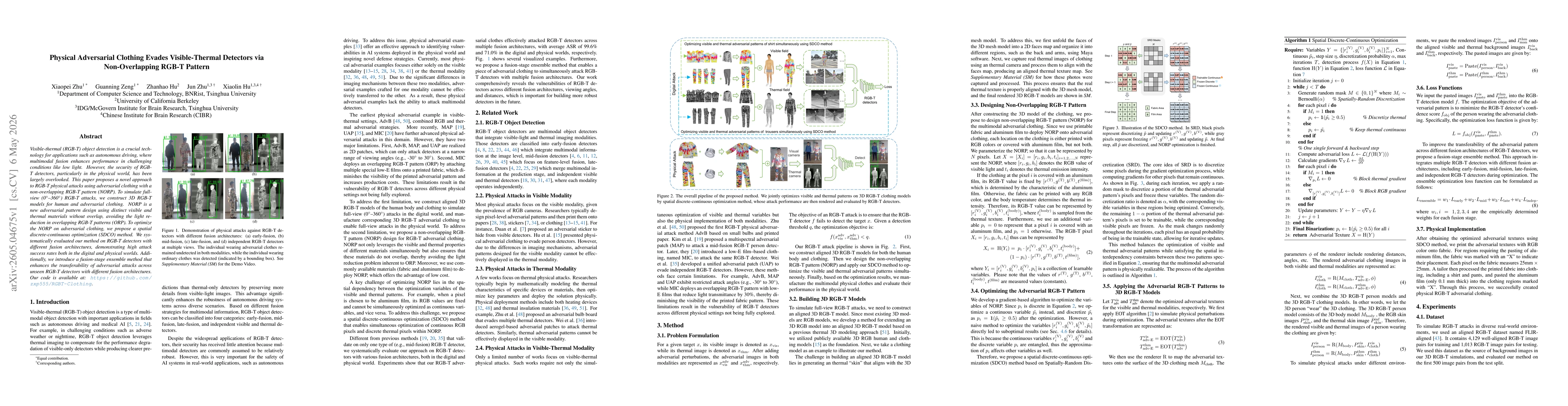 Thumbnail for Physical Adversarial Clothing Evades Visible-Thermal Detectors via Non-Overlapping RGB-T Pattern