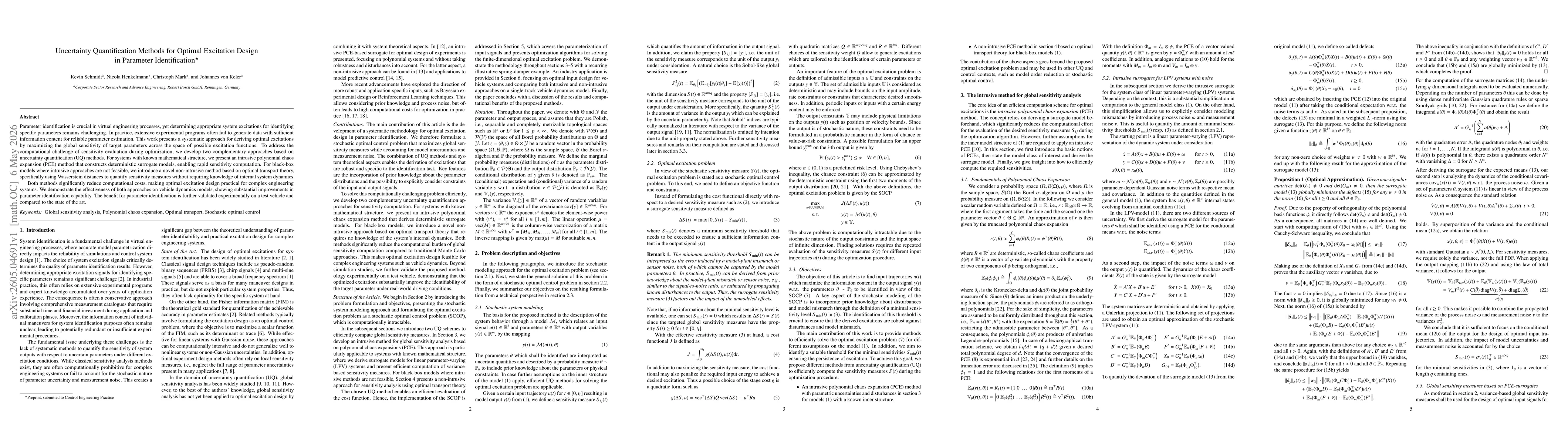 Thumbnail for Uncertainty Quantification Methods for Optimal Excitation Design in Parameter Identification