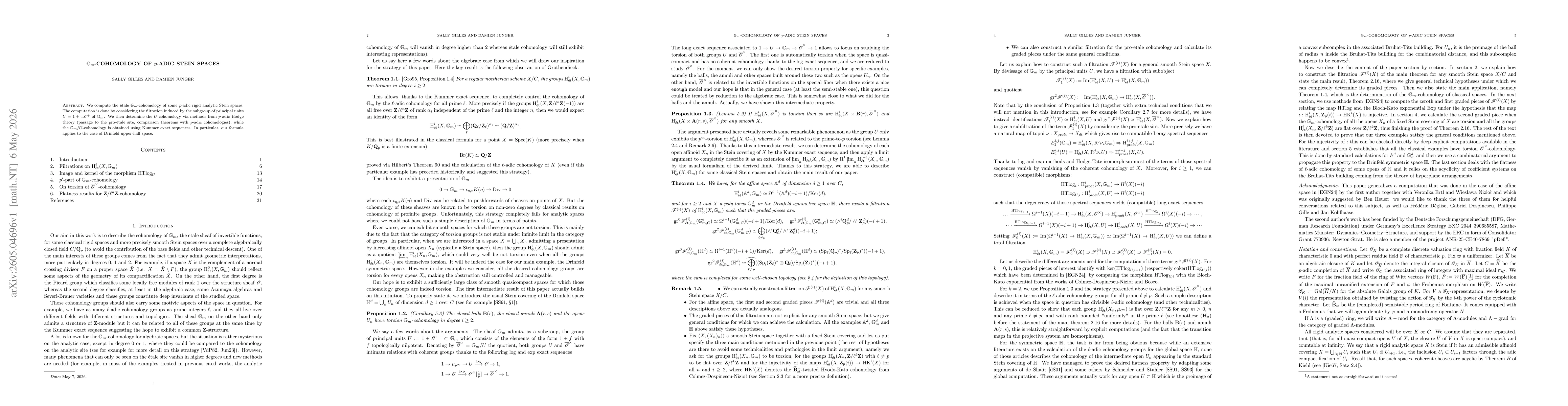 Thumbnail for $\mathbb{G}_m$-cohomology of $p$-adic Stein spaces