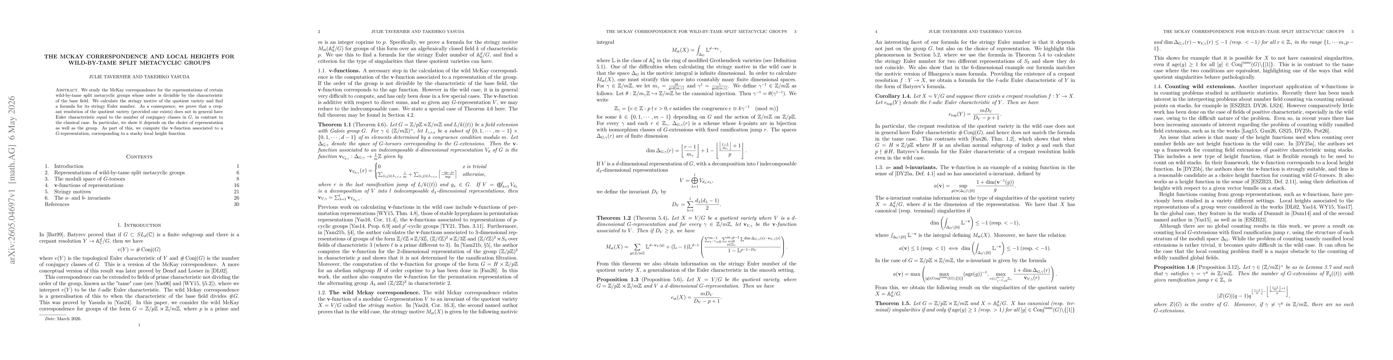 Thumbnail for The McKay correspondence and local heights for wild-by-tame split metacyclic groups