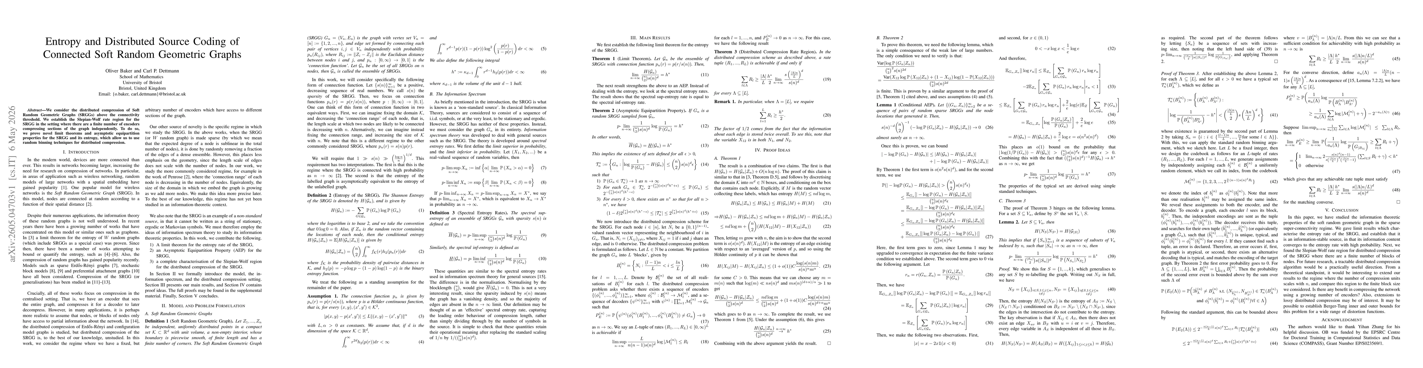 Thumbnail for Entropy and Distributed Source Coding of Connected Soft Random Geometric Graphs