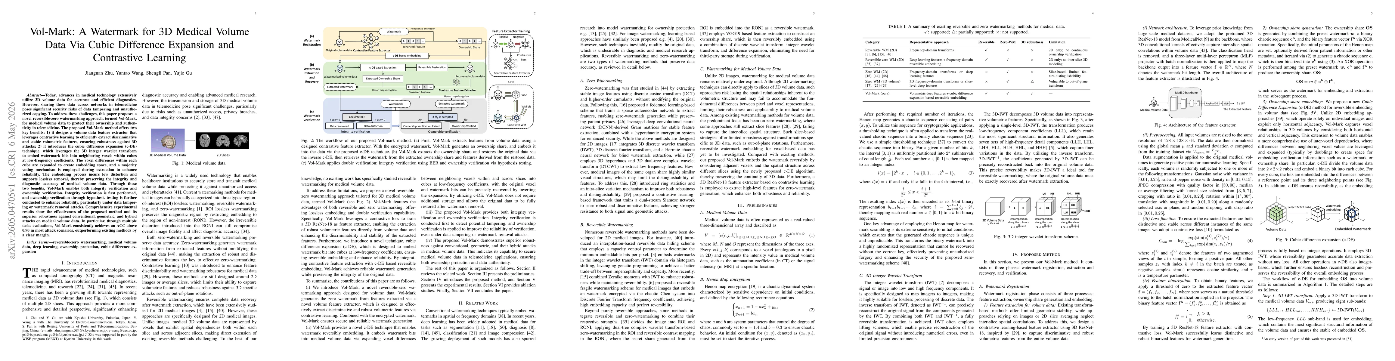Thumbnail for Vol-Mark: A Watermark for 3D Medical Volume Data Via Cubic Difference Expansion and Contrastive Learning