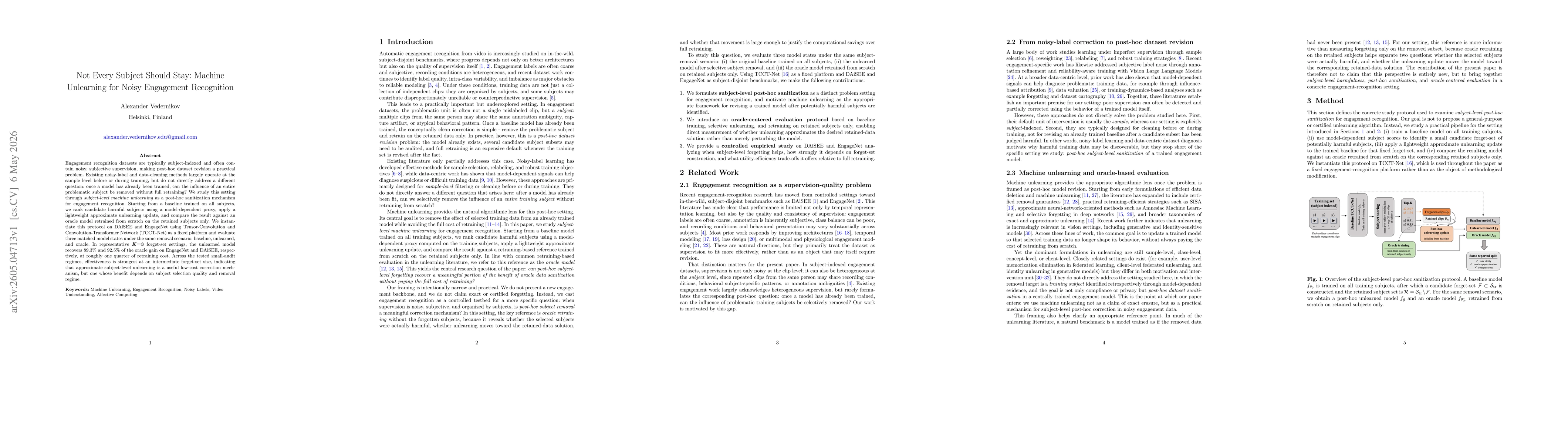 Thumbnail for Not Every Subject Should Stay: Machine Unlearning for Noisy Engagement Recognition