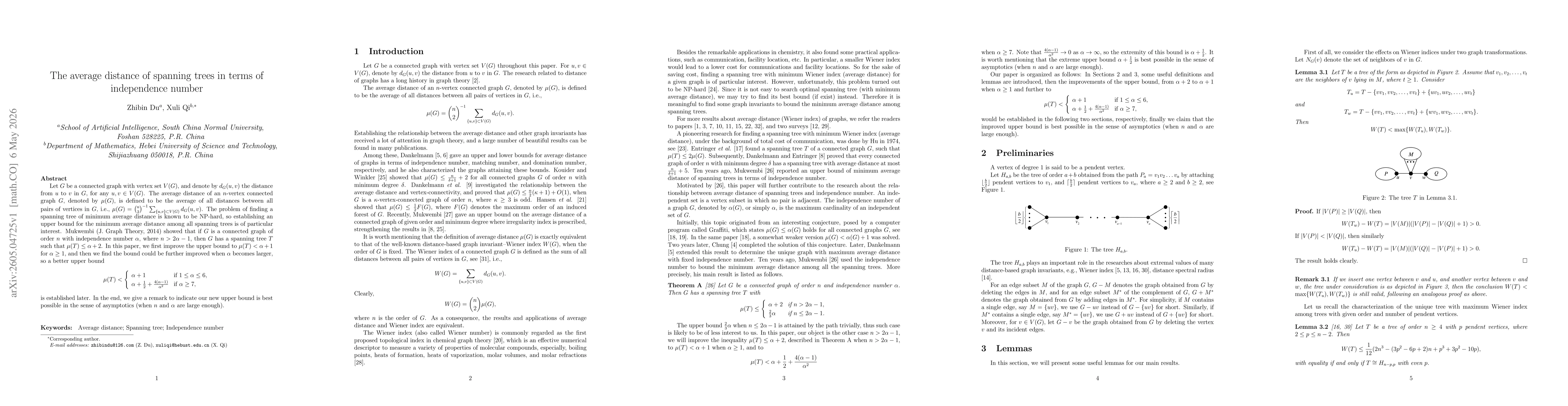 Thumbnail for The average distance of spanning trees in terms of independence number