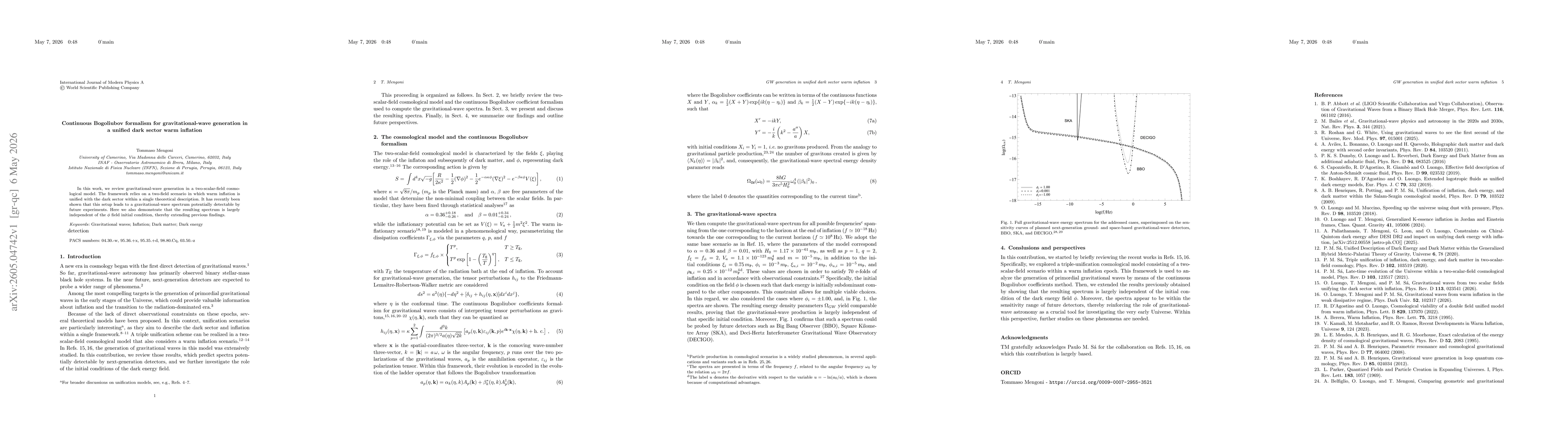 Thumbnail for Continuous Bogoliubov formalism for gravitational-wave generation in a unified dark sector warm inflation