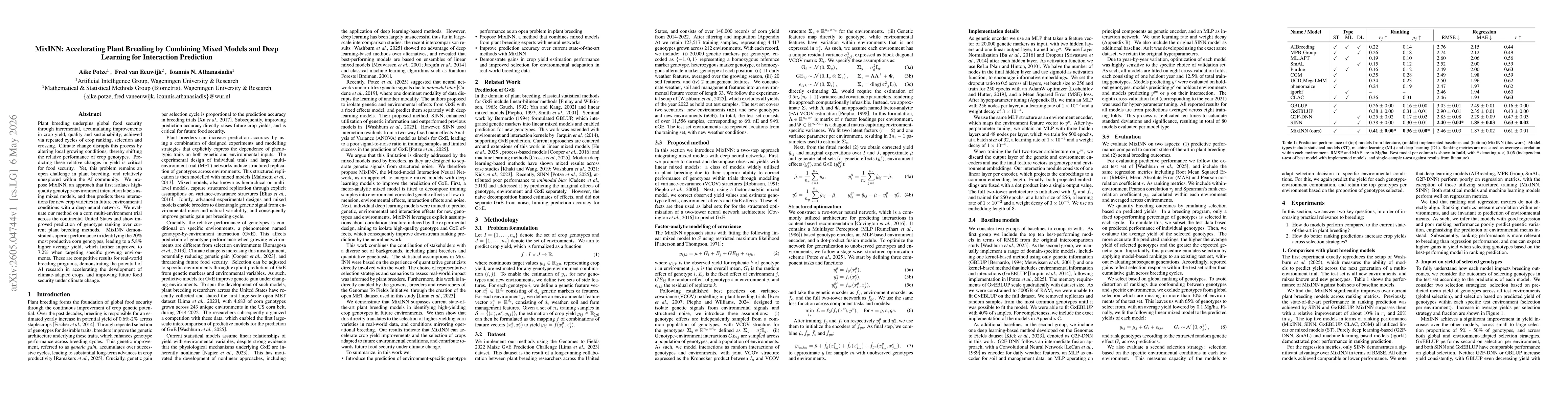 Thumbnail for MixINN: Accelerating Plant Breeding by Combining Mixed Models and Deep Learning for Interaction Prediction