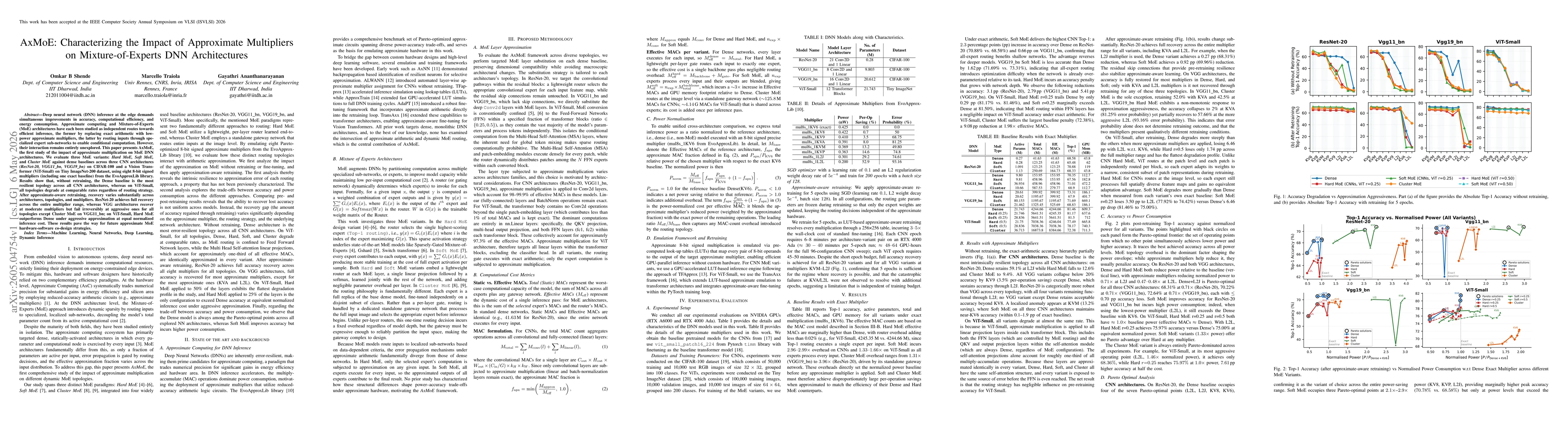 Thumbnail for AxMoE: Characterizing the Impact of Approximate Multipliers on Mixture-of-Experts DNN Architectures