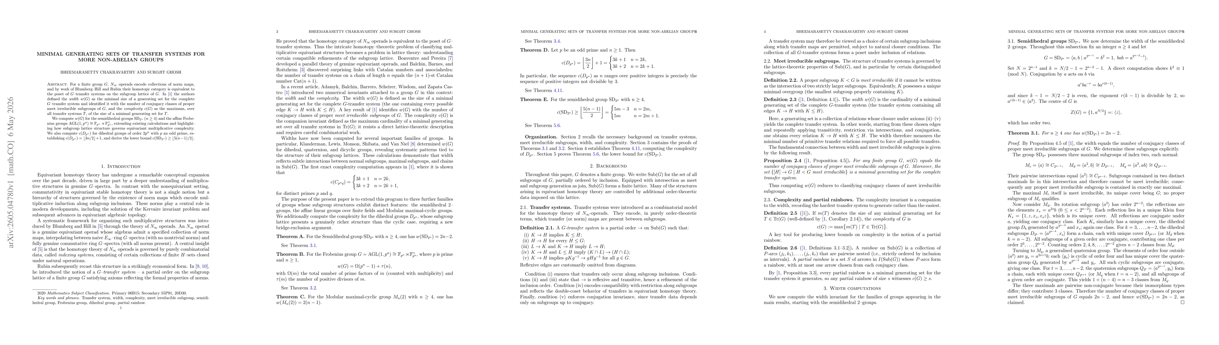 Thumbnail for Minimal generating sets of transfer systems for more non-Abelian Groups