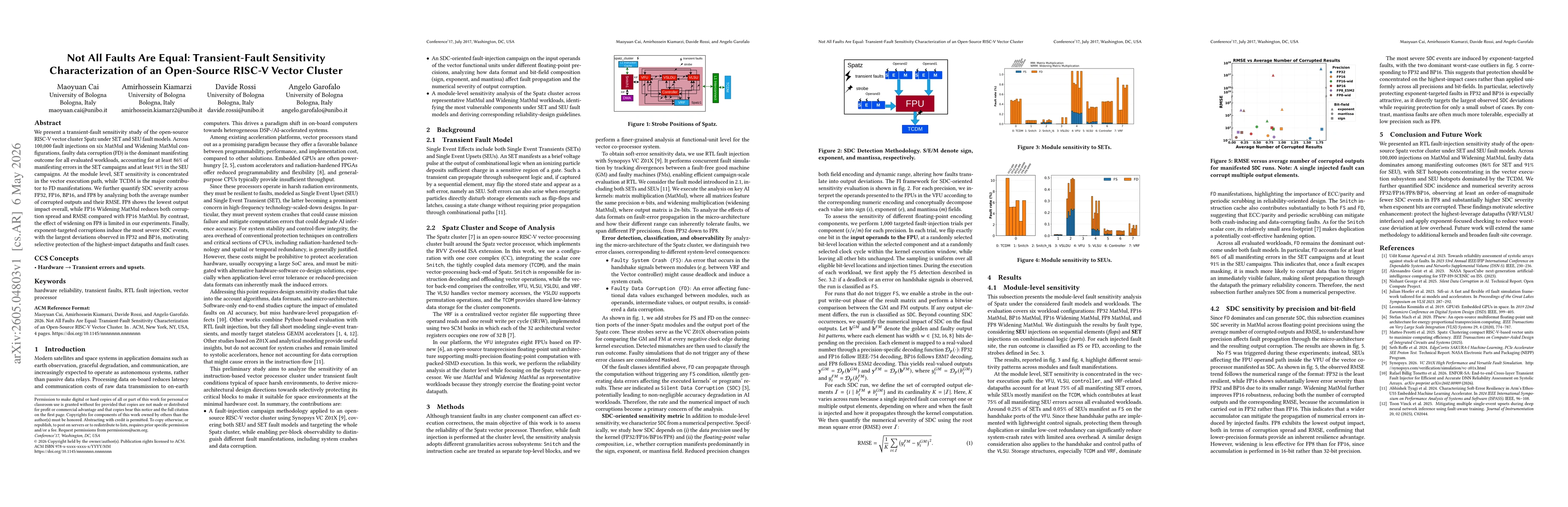Thumbnail for Not All Faults Are Equal: Transient-Fault Sensitivity Characterization of an Open-Source RISC-V Vector Cluster