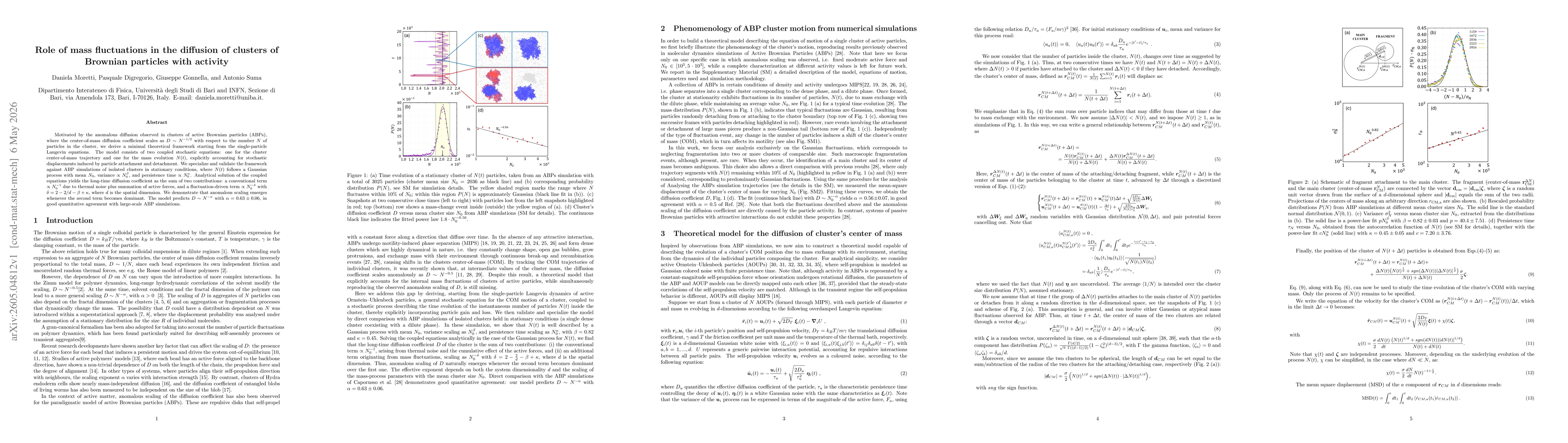 Thumbnail for Role of mass fluctuations in the diffusion of clusters of Brownian particles with activity