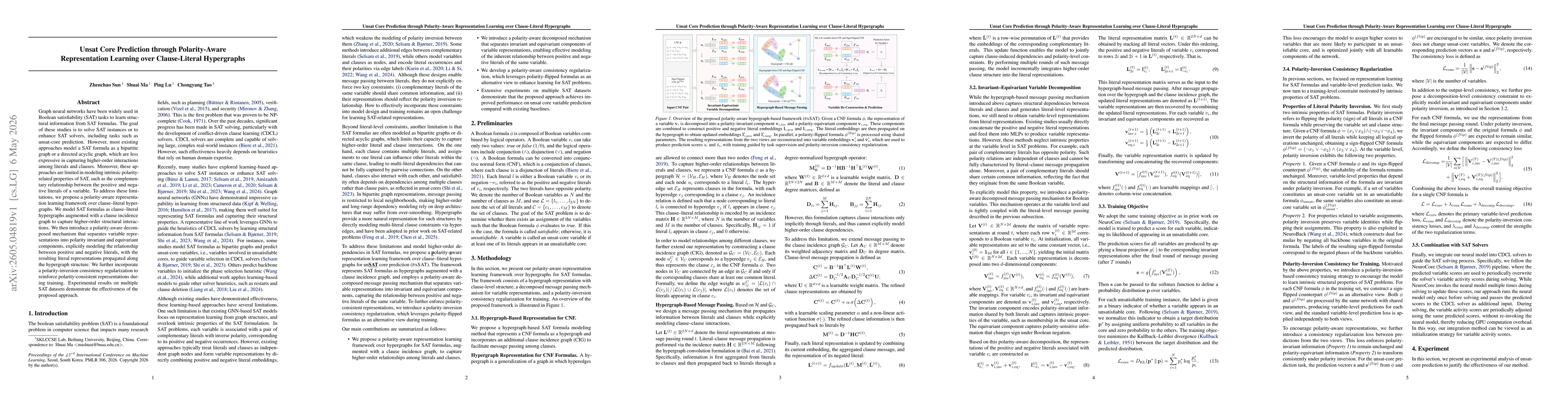 Thumbnail for Unsat Core Prediction through Polarity-Aware Representation Learning over Clause-Literal Hypergraphs