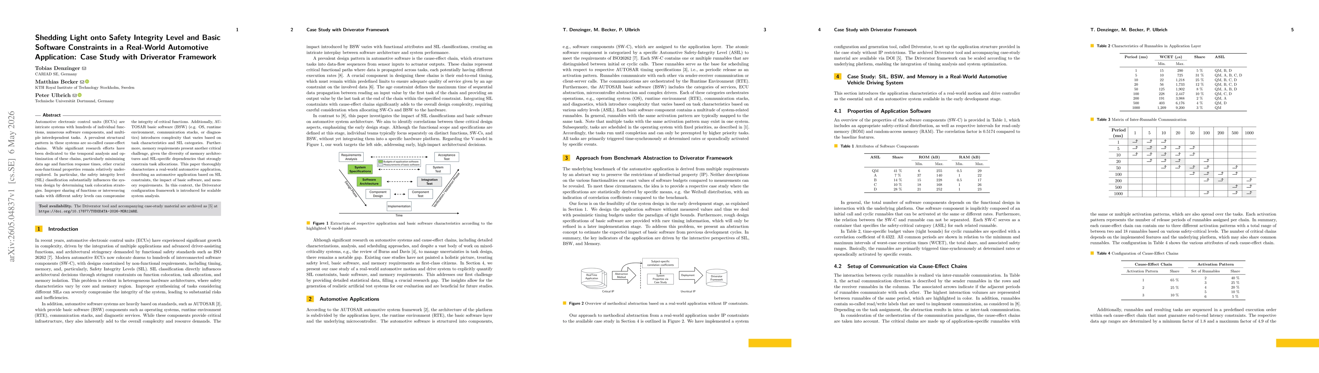 Thumbnail for Shedding Light onto Safety Integrity Level and Basic Software Constraints in a Real-World Automotive Application: Case Study with Driverator Framework