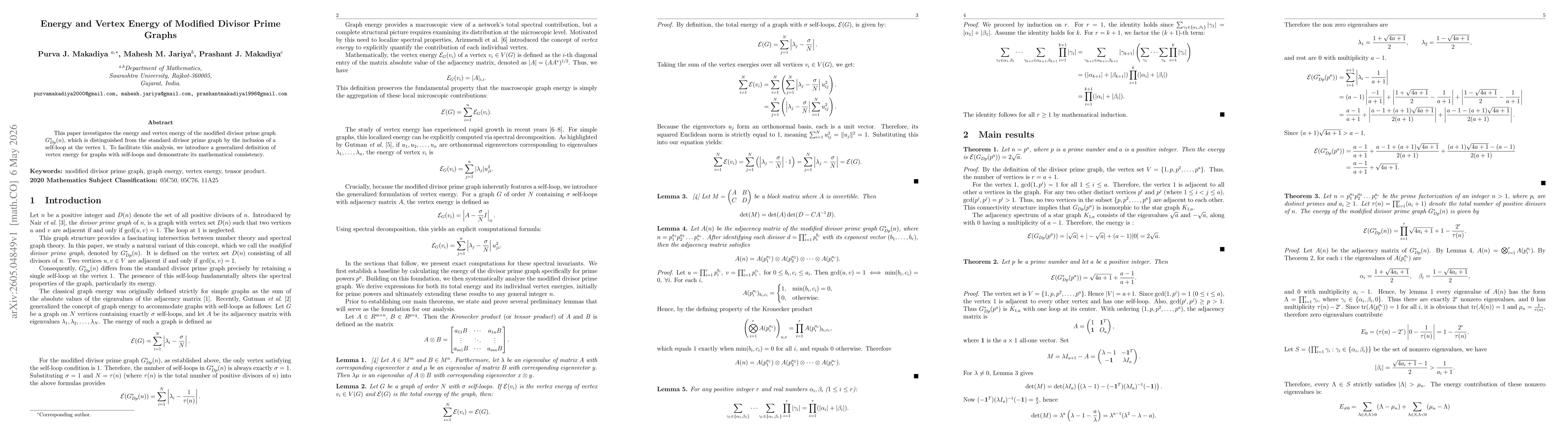 Thumbnail for Energy and Vertex Energy of Modified Divisor Prime Graphs