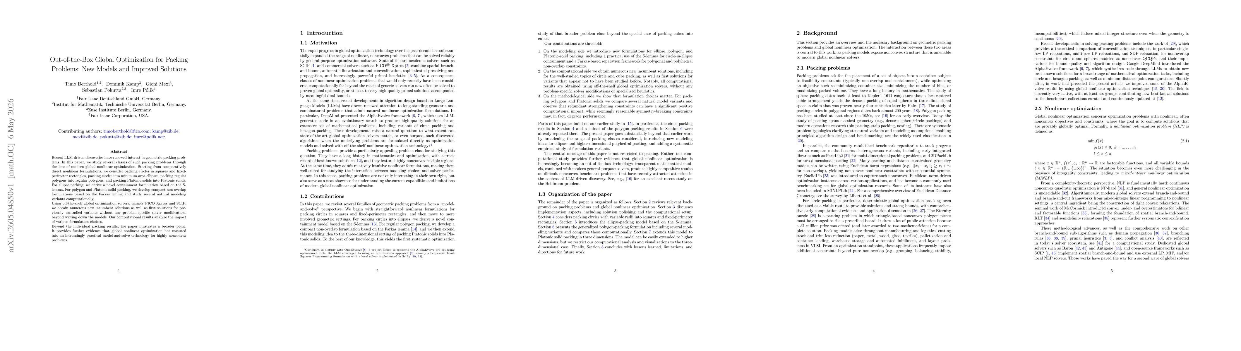 Thumbnail for Out-of-the-Box Global Optimization for Packing Problems: New Models and Improved Solutions