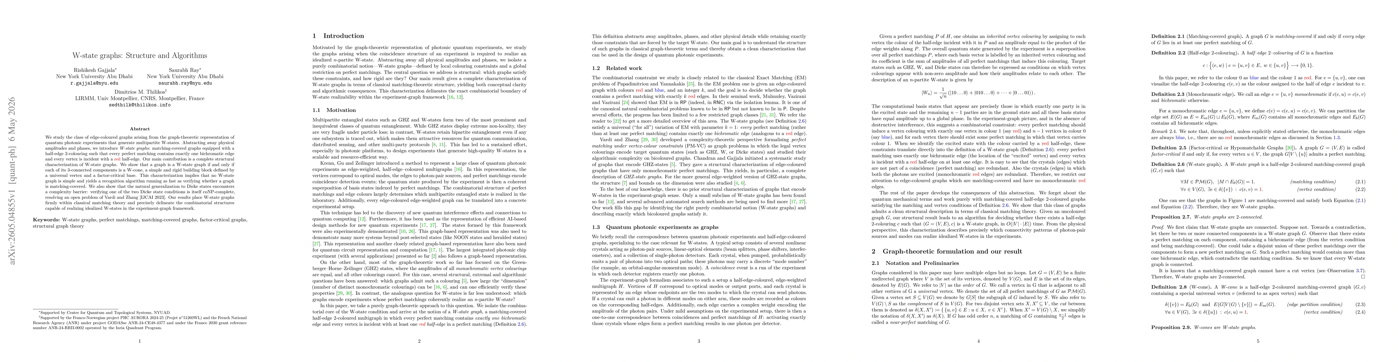 Thumbnail for W-state graphs: Structure and Algorithms