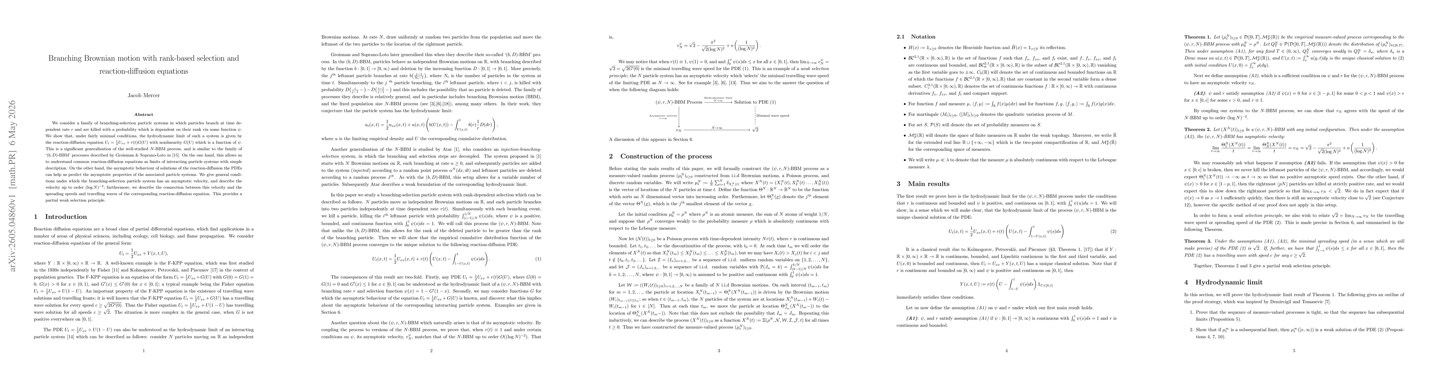 Thumbnail for Branching Brownian motion with rank-based selection and reaction-diffusion equations