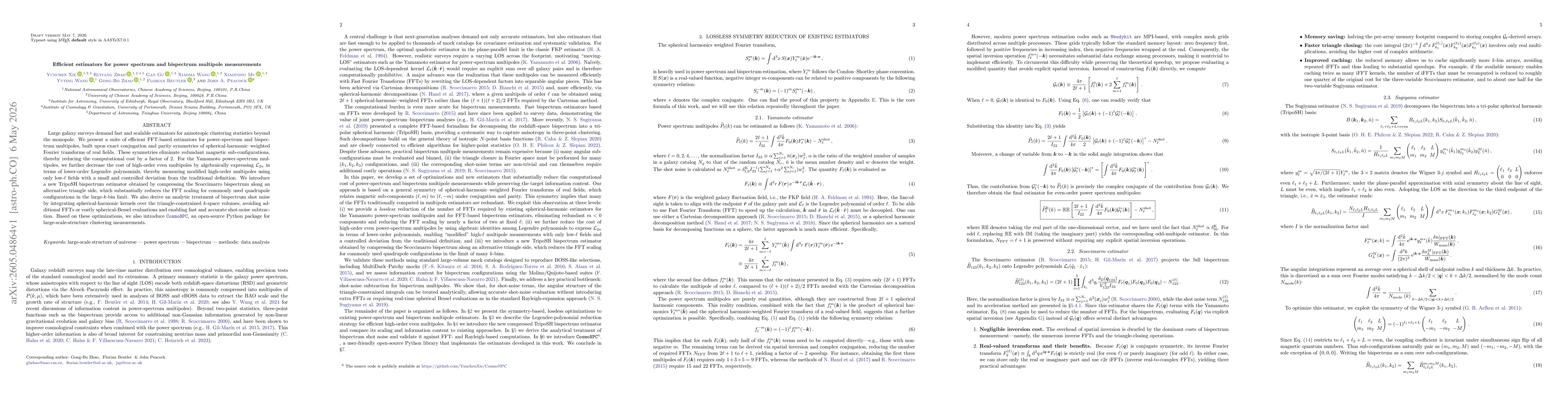 Thumbnail for Efficient estimators for power spectrum and bispectrum multipole measurements