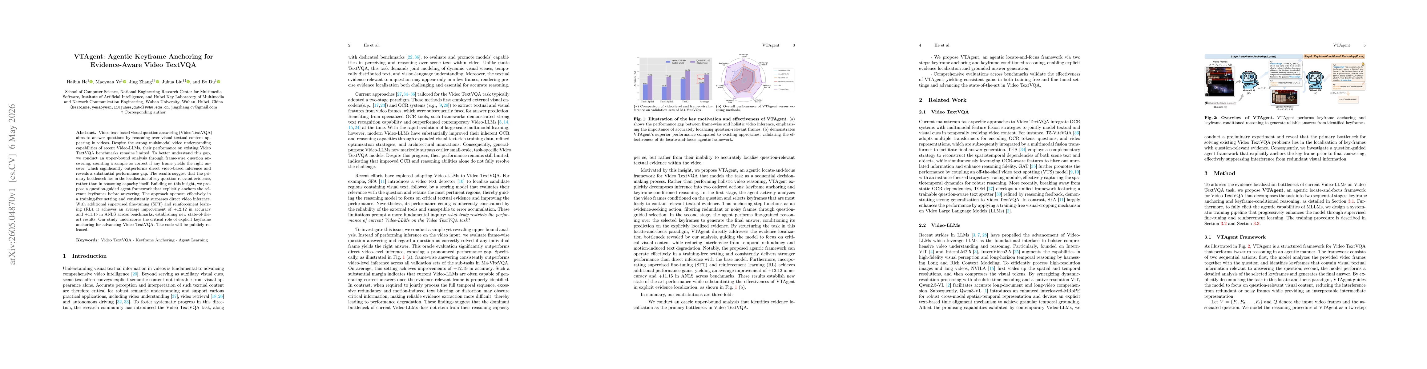 Thumbnail for VTAgent: Agentic Keyframe Anchoring for Evidence-Aware Video TextVQA