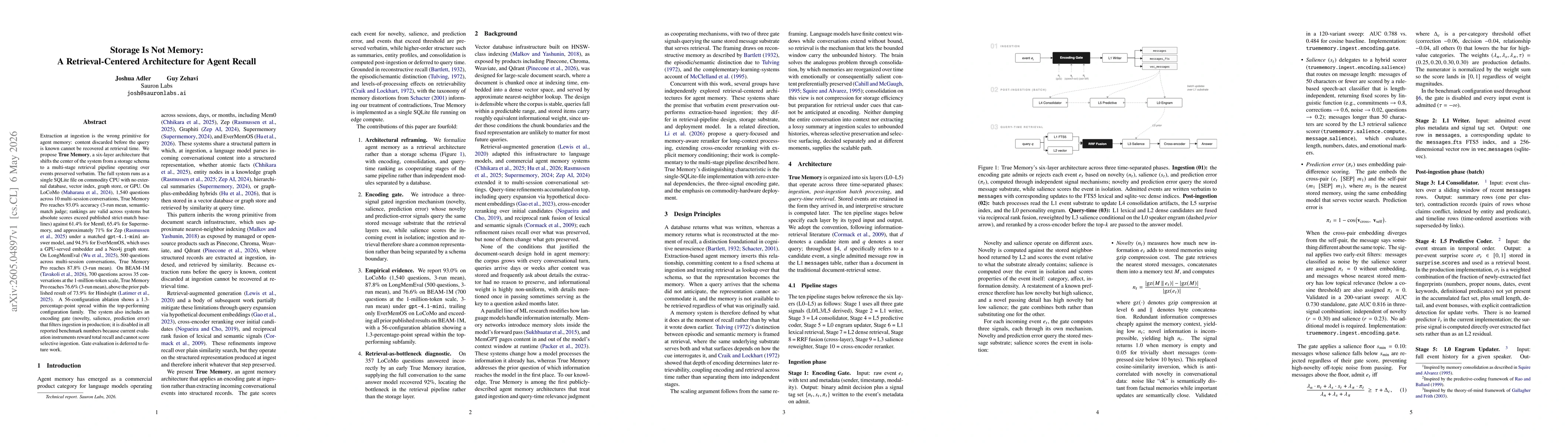 Thumbnail for Storage Is Not Memory: A Retrieval-Centered Architecture for Agent Recall