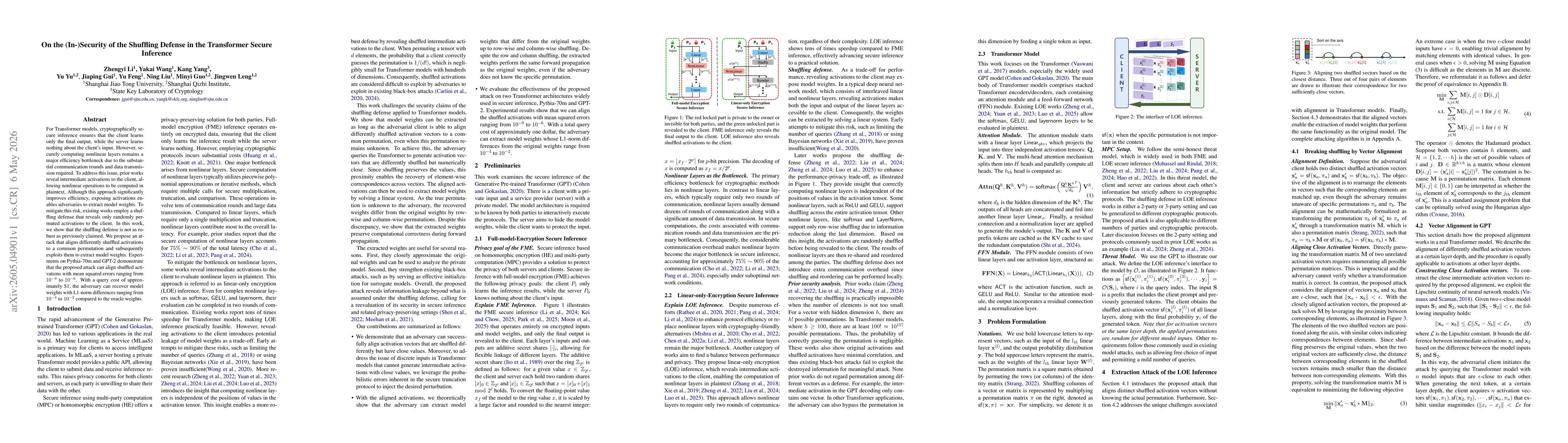 Thumbnail for On the (In-)Security of the Shuffling Defense in the Transformer Secure Inference