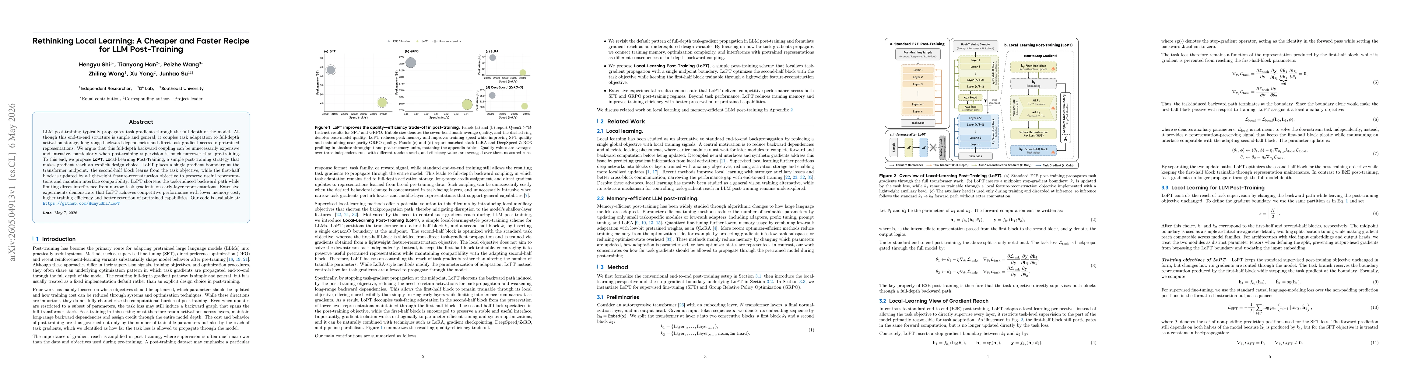 Thumbnail for Rethinking Local Learning: A Cheaper and Faster Recipe for LLM Post-Training