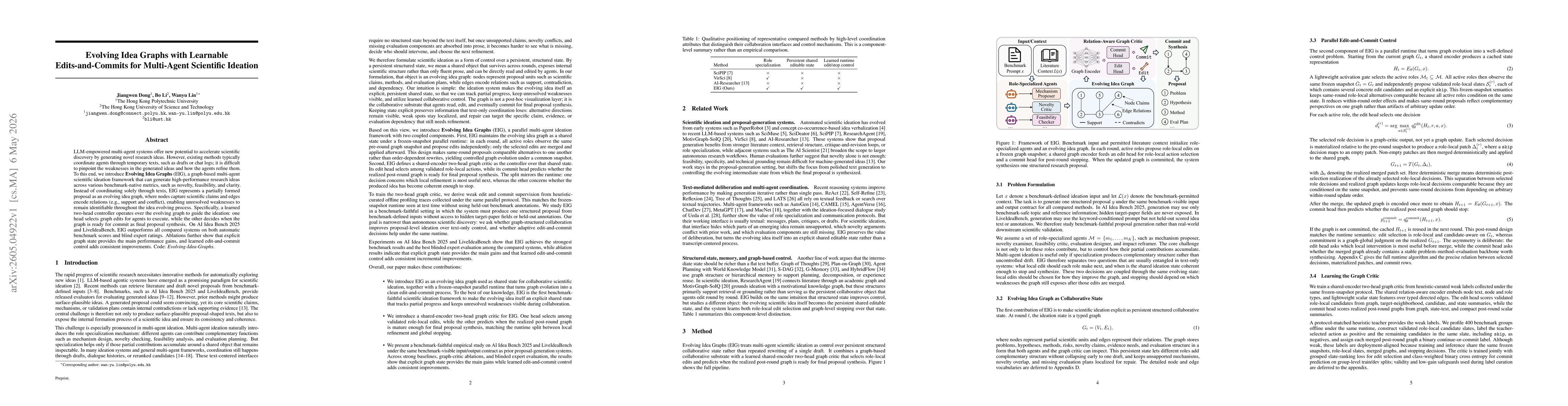 Thumbnail for Evolving Idea Graphs with Learnable Edits-and-Commits for Multi-Agent Scientific Ideation