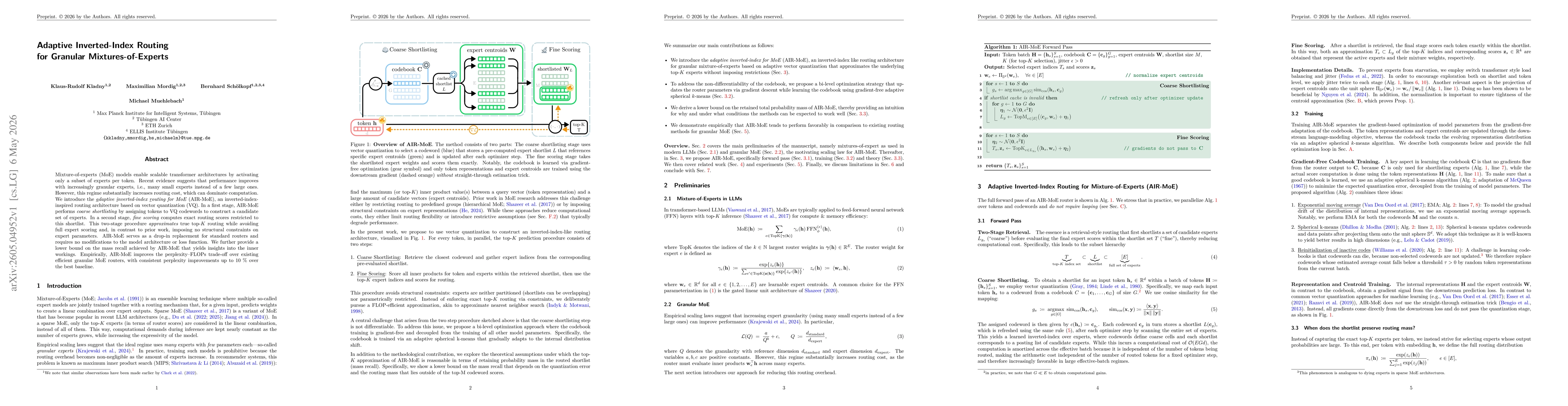 Thumbnail for Adaptive Inverted-Index Routing for Granular Mixtures-of-Experts