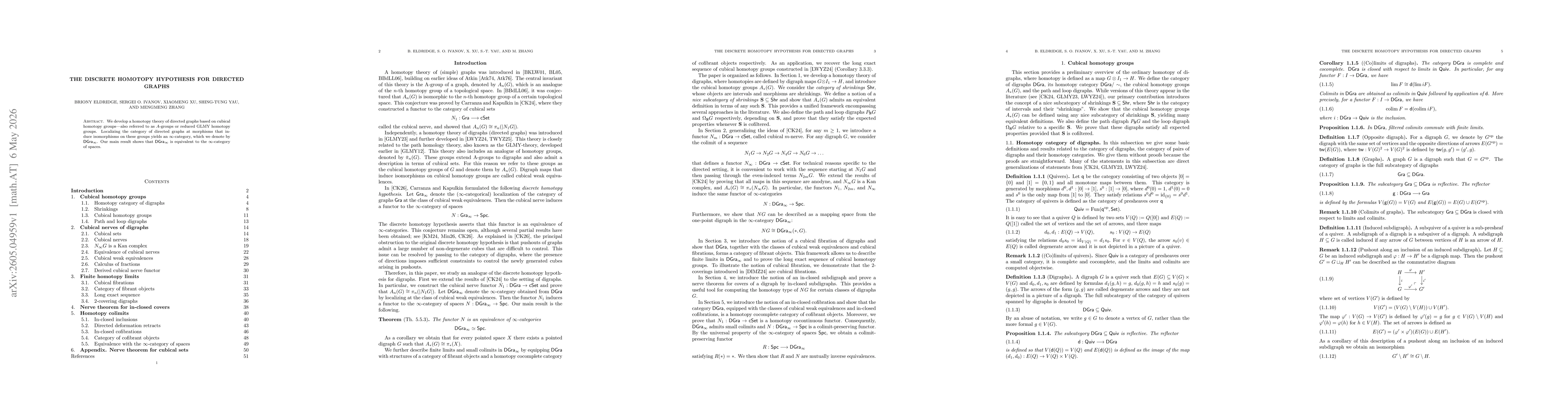 Thumbnail for The discrete homotopy hypothesis for directed graphs