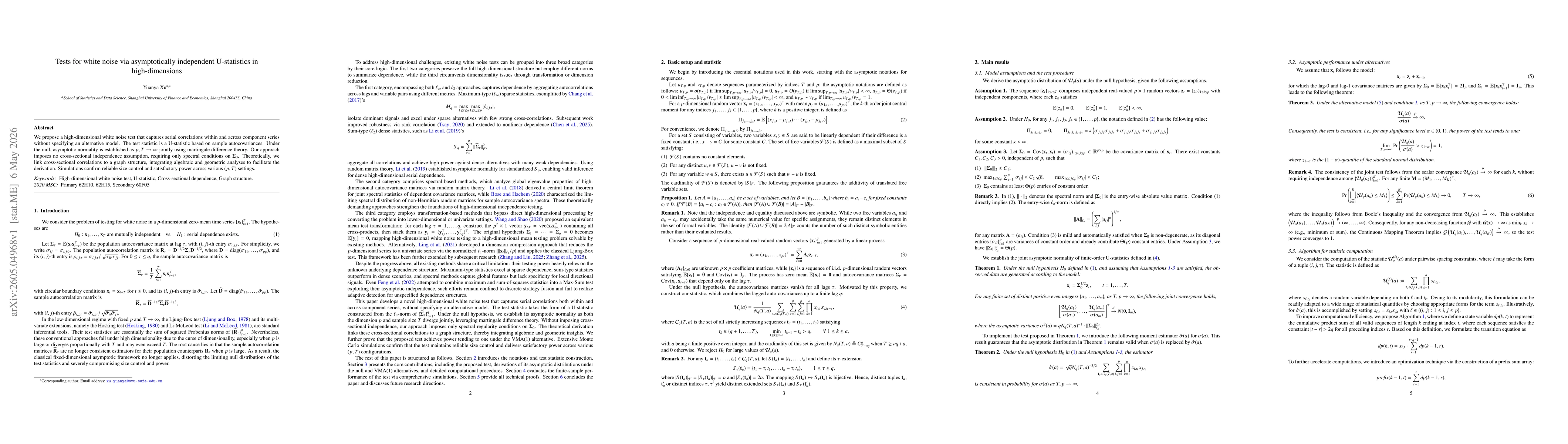 Thumbnail for Tests for white noise via asymptotically independent U-statistics in high-dimensions