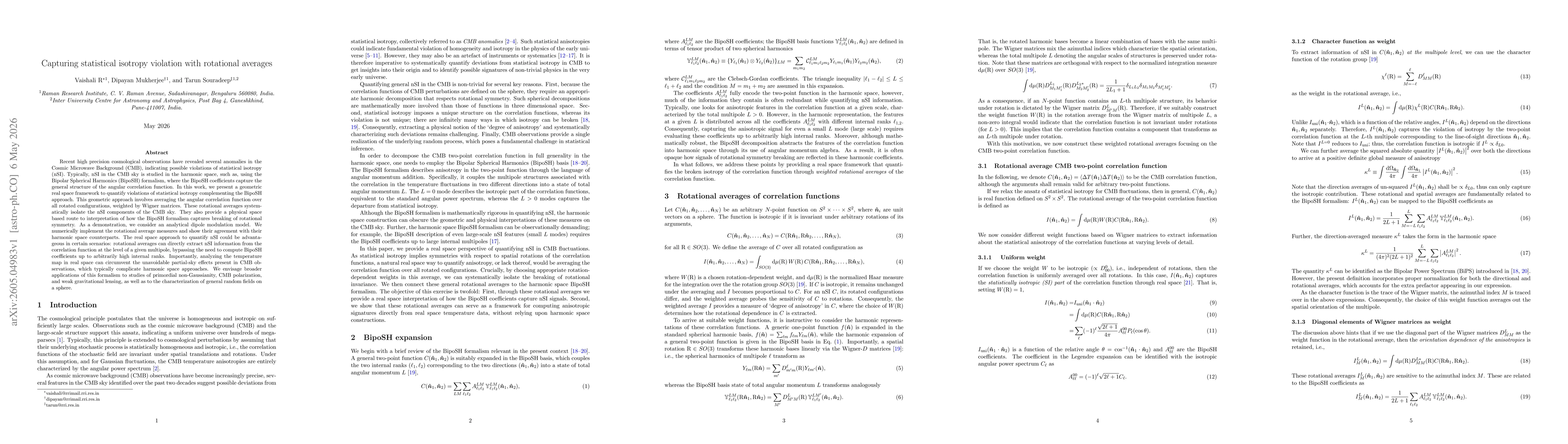 Thumbnail for Capturing statistical isotropy violation with rotational averages