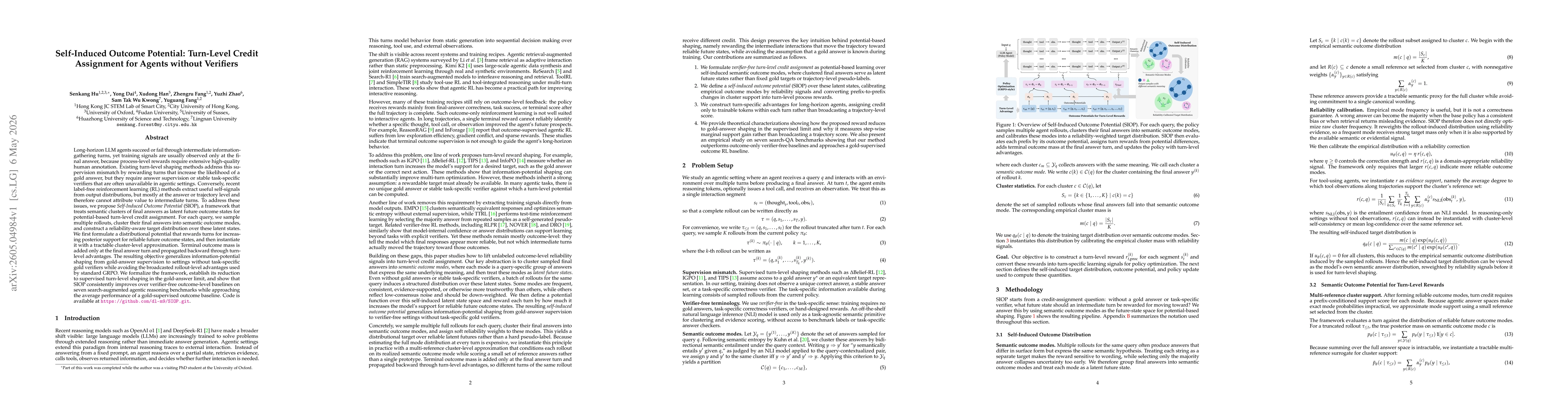 Thumbnail for Self-Induced Outcome Potential: Turn-Level Credit Assignment for Agents without Verifiers